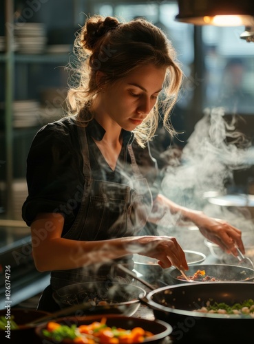 Young Woman Cooking in the Kitchen