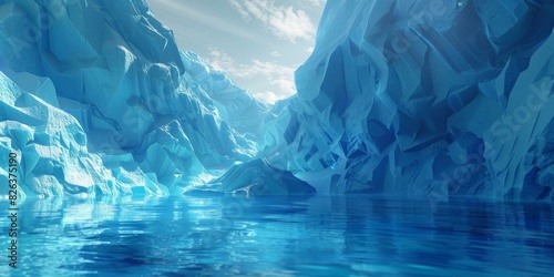 Serene Ice Cave with Water photo