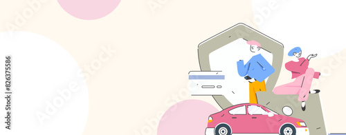 Buy insurance for car flat character vector concept operation illustration
