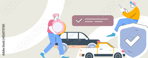 Buy insurance for car flat character vector concept operation illustration
