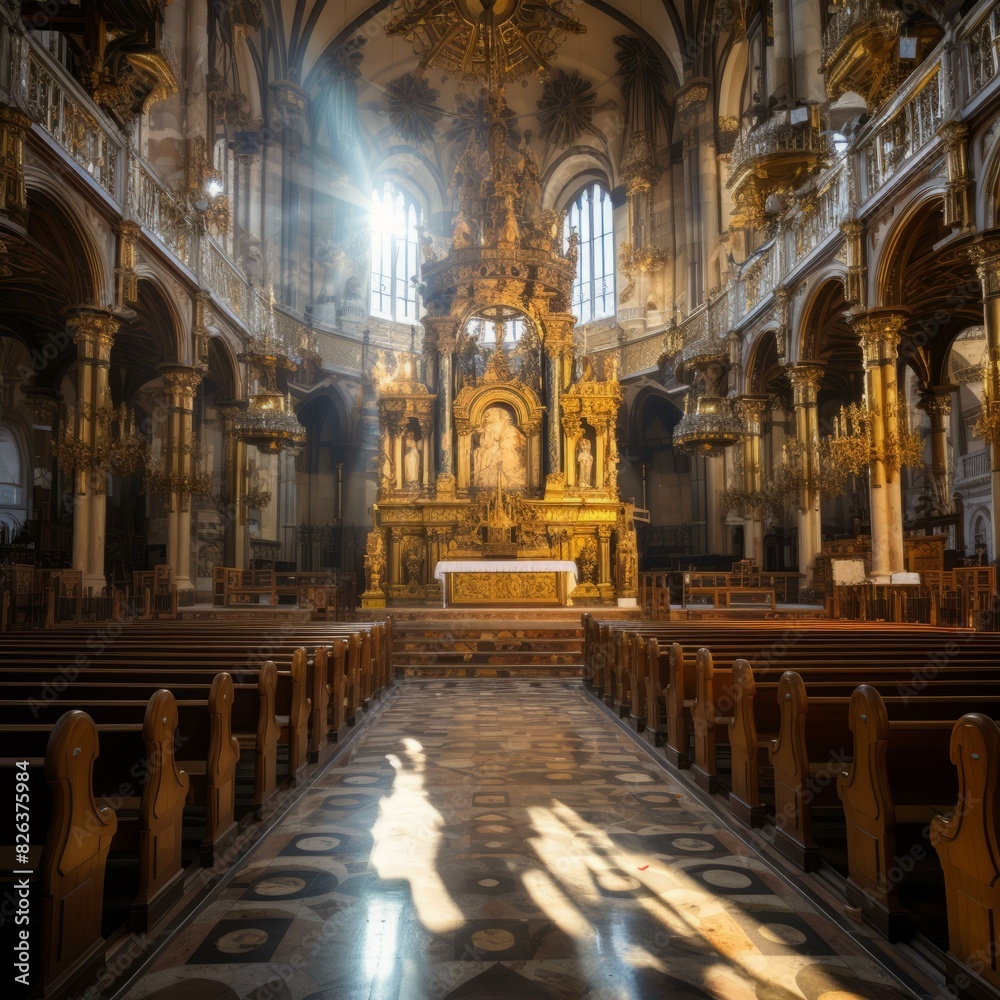 Ornate Interior of St. Stephen's Cathedral in Vienna, Austria