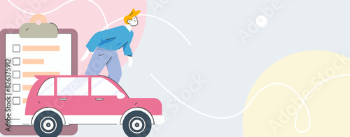 Buy insurance for car flat character vector concept operation illustration
