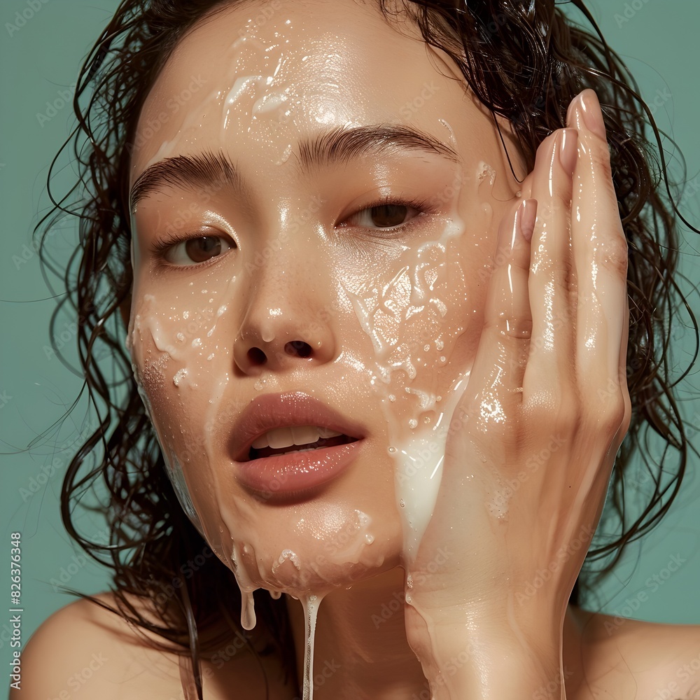 Botanical Skincare Routine of a Radiant Model Washing Her Face Botanical Skincare Routine of a Radiant Model Washing Her Face