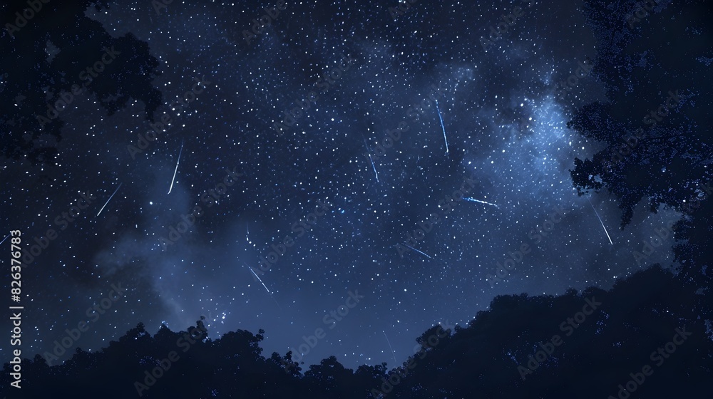 Captivating Celestial Display of Meteors Streaking Across the Starry Night Sky Captivating Celestial Display of Meteors Streaking Across the Starry Night Sky