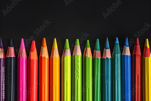 A background of colorful pencils arranged in rows, creating an intricate pattern that adds depth and vibrancy to the design
