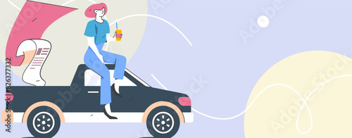 Buy insurance for car flat character vector concept operation illustration
