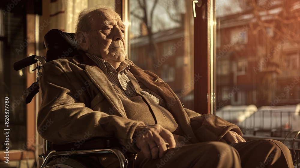 senior man looking at a sky at home senior man looking at a sky at home