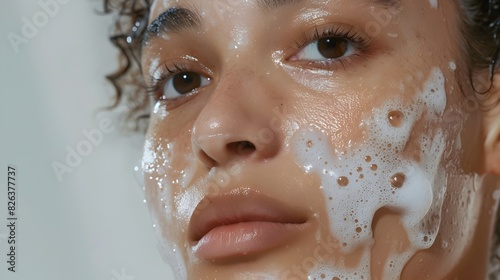 Captivating Skincare Routine of a Radiant Woman Highlighting the Power of Cleansing