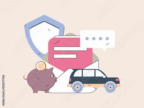 Buy insurance for car flat character vector concept operation illustration
