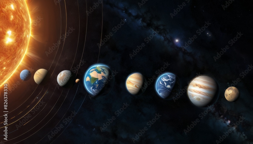 High-resolution graphic showing the alignment of planets in our solar ...
