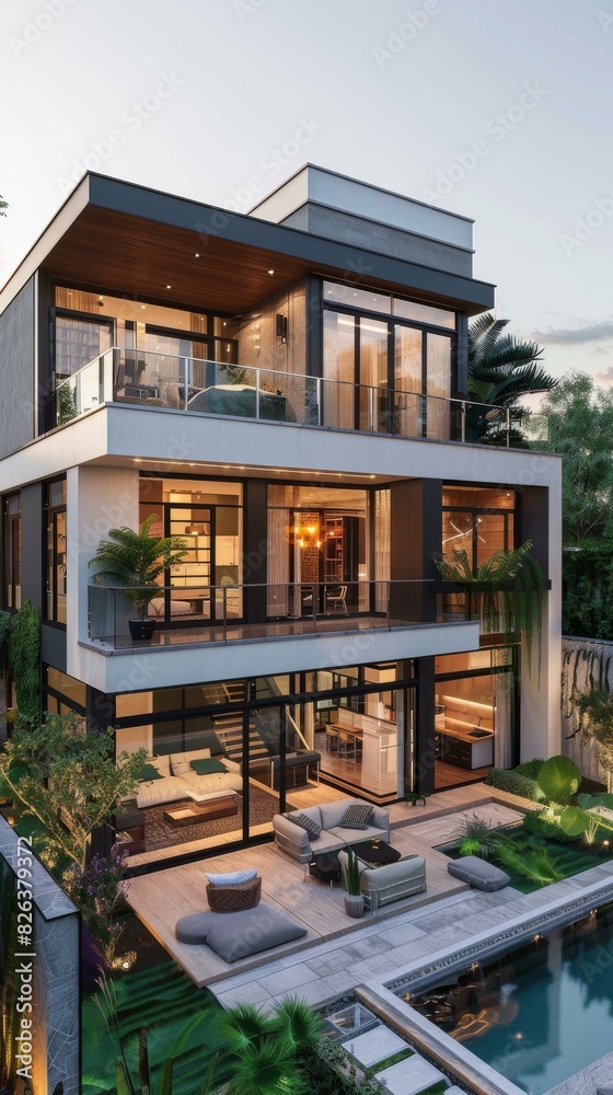 A Modern House with Pool in Courtyards A Modern House with Pool in Courtyards