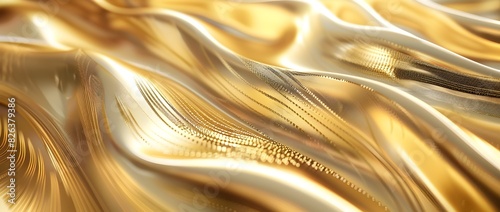 Opulent Metallic Waves of Shimmering Gold Luxury and Glamour photo