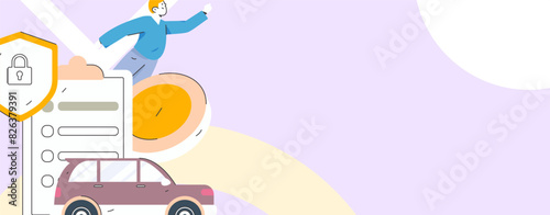 Buy insurance for car flat character vector concept operation illustration
