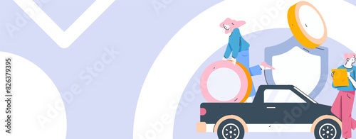 Buy insurance for car flat character vector concept operation illustration
