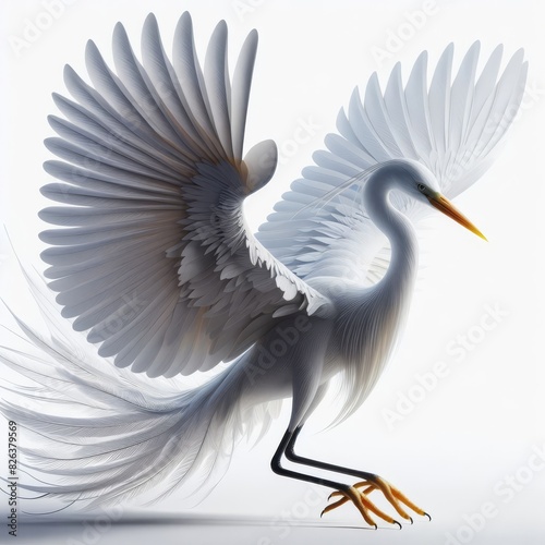 white heron in flight