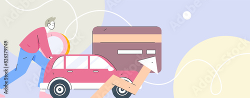 Buy insurance for car flat character vector concept operation illustration
