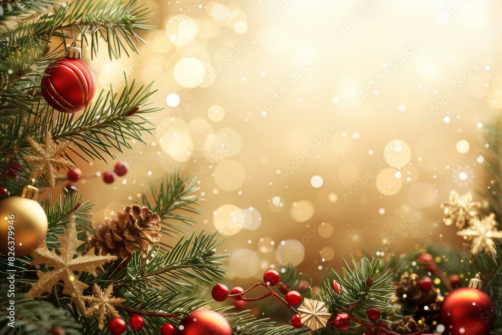 Christmas Tree Adorned with Ornaments and Lights