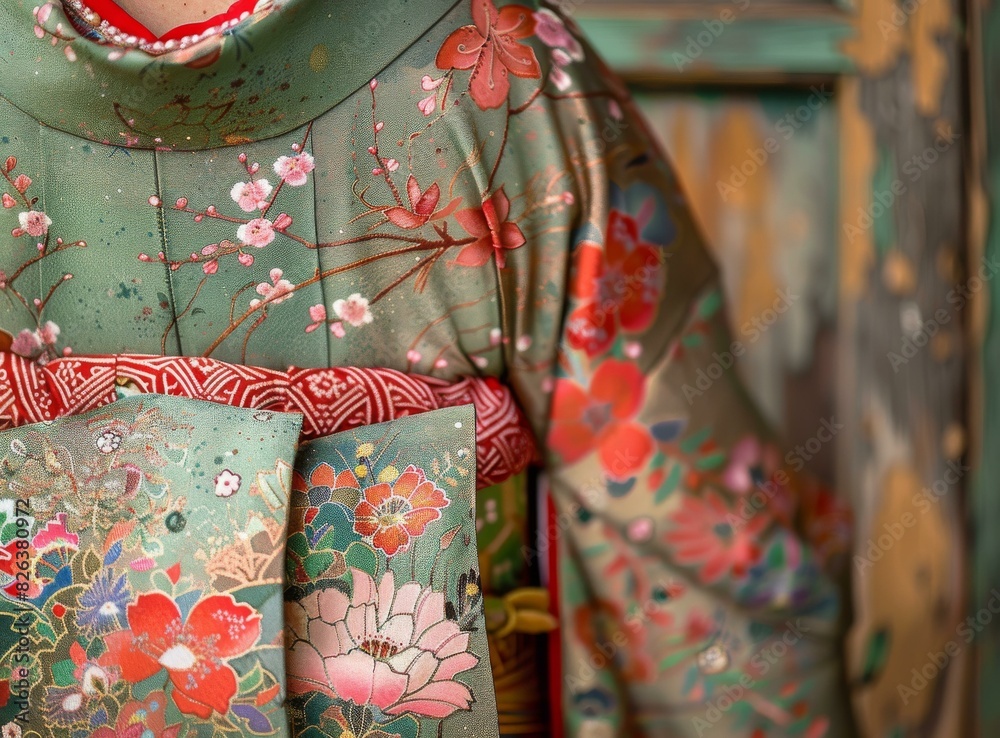 A Woman in a Traditional Japanese Kimono