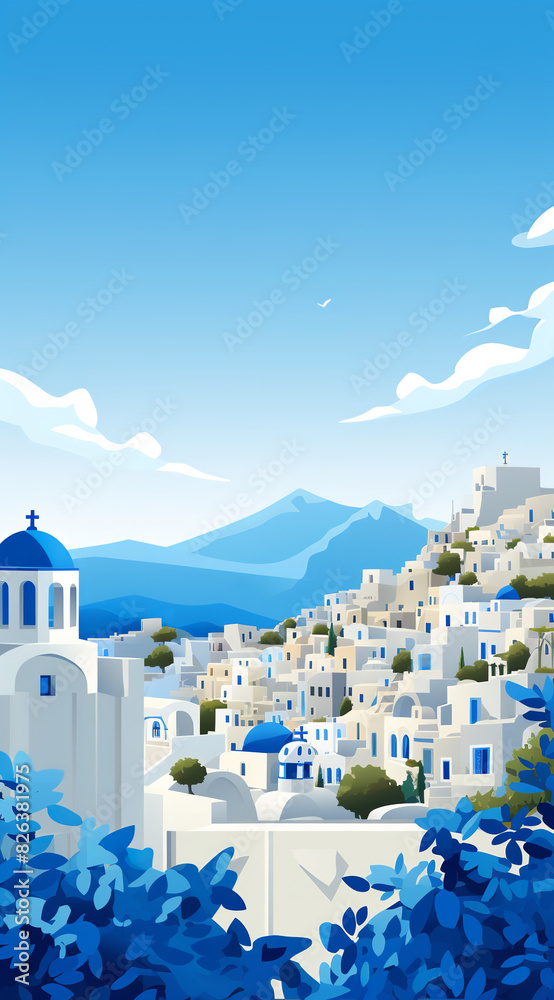 Fototapeta premium greece background for social media. illustration