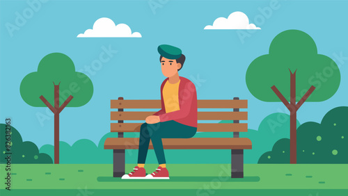 On a park bench. Vector illustration