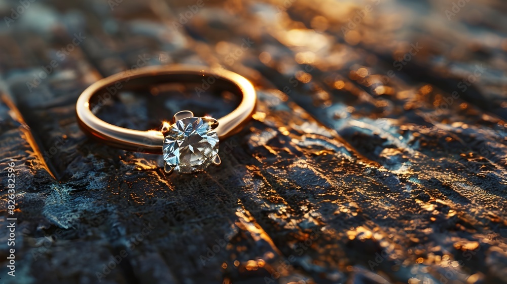 Luminous Diamond Ring Embraced by Rustic Radiance Luminous Diamond Ring Embraced by Rustic Radiance