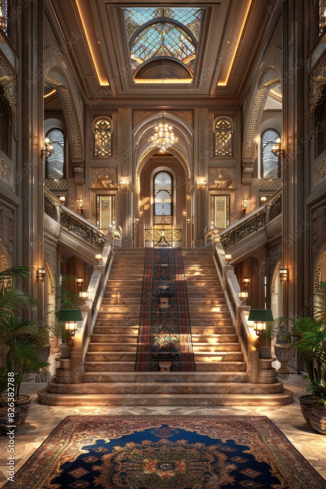 Obraz premium Grand Staircase in a Luxurious Mansion