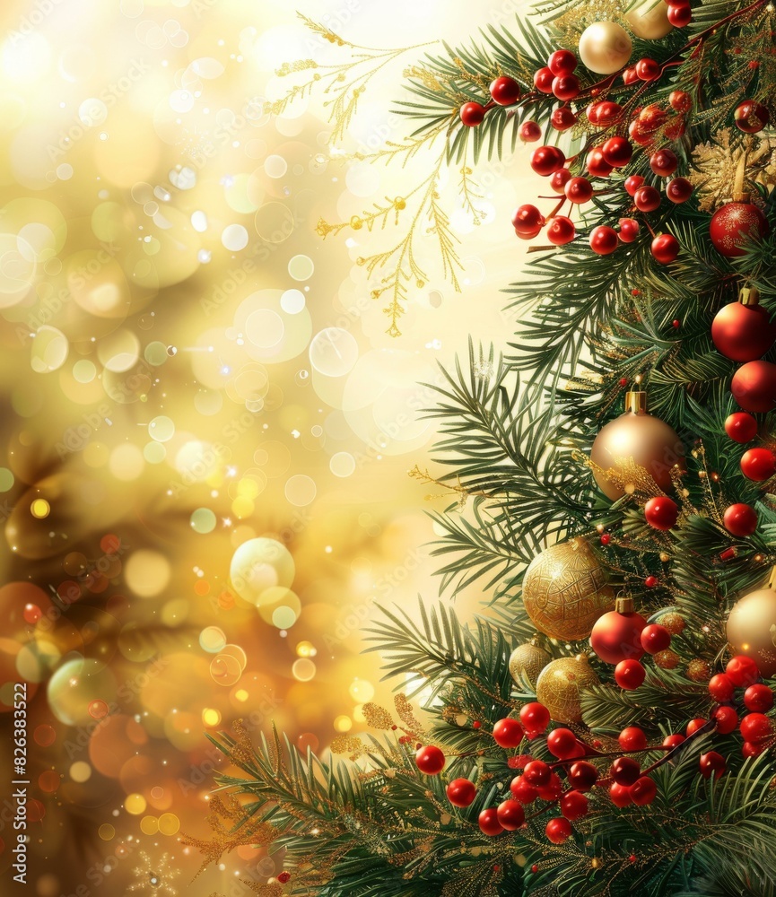 Christmas Tree Adorned with Red and Gold Ornaments Christmas Tree Adorned with Red and Gold Ornaments