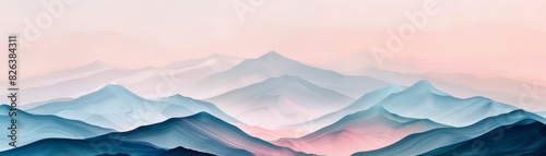 Abstract mountain landscape, pastel colors, serene mood, minimalist