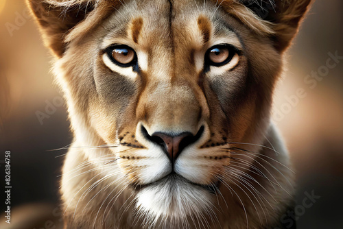 close-up portrait of a lioness photo