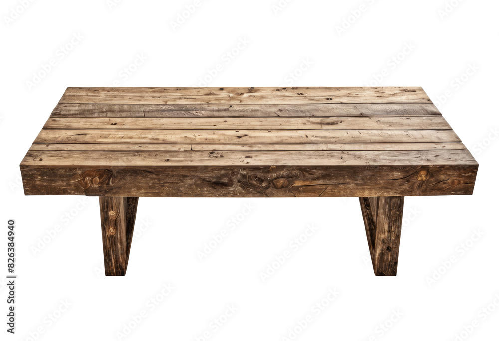 Rustic Coffee Table with Weathered Look isolated on transparent background PNG file Rustic Coffee Table with Weathered Look isolated on transparent background PNG file