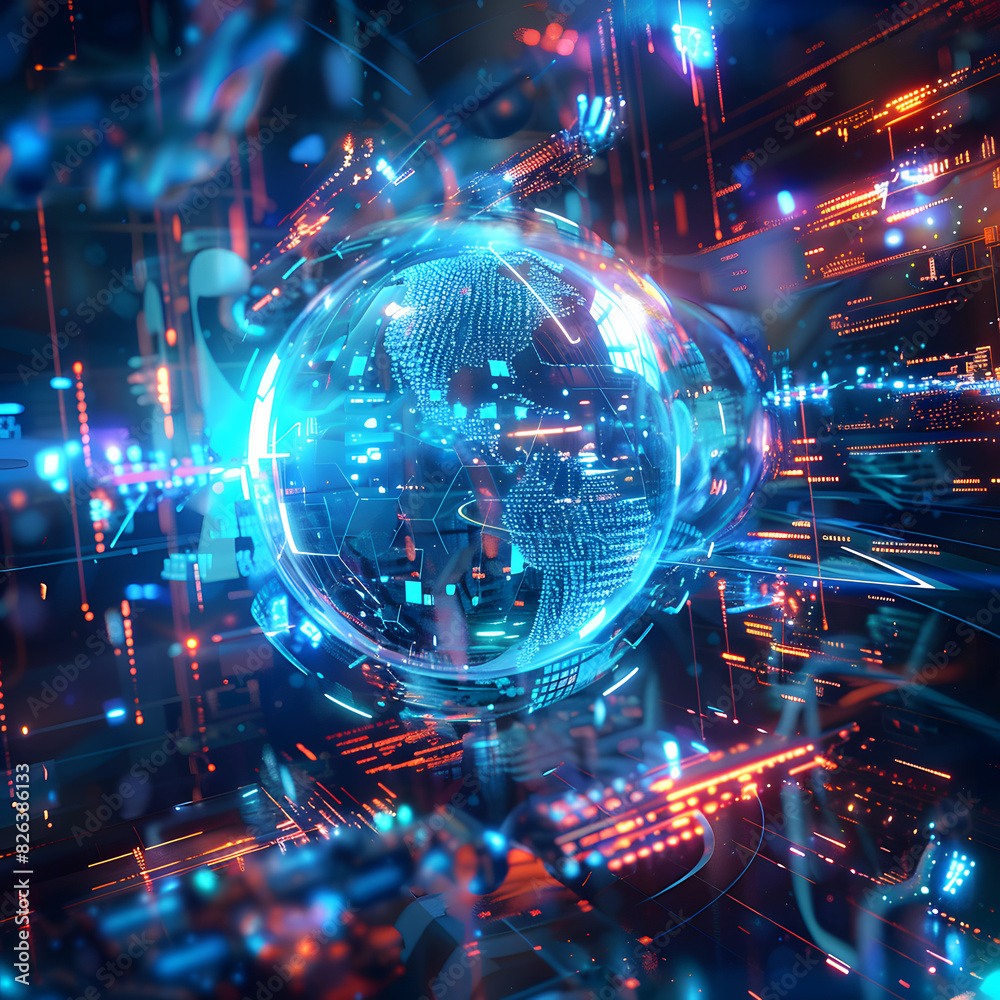 technology background with globe technology background with globe
