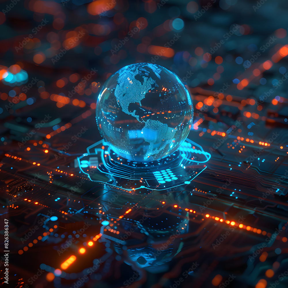 technology background with globe technology background with globe