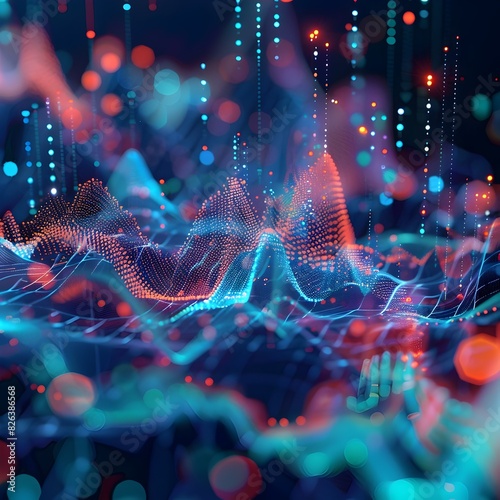 Vibrant Multivariate Data Visualization Landscape Showcasing Intricate Patterns and Dynamic Energy Flows