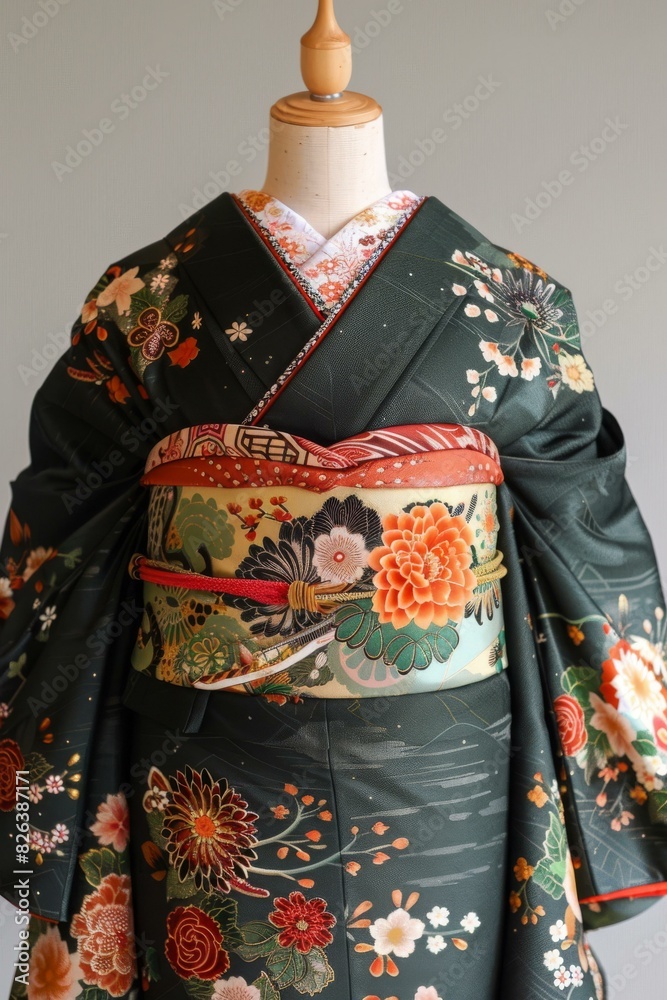 Naklejka premium A kimono with a floral pattern