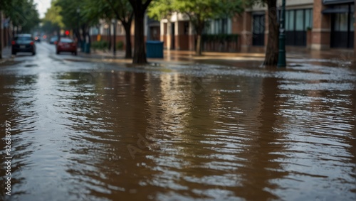 Wallpaper Mural Street flooded by floodwaters, concept of natural disasters Torontodigital.ca