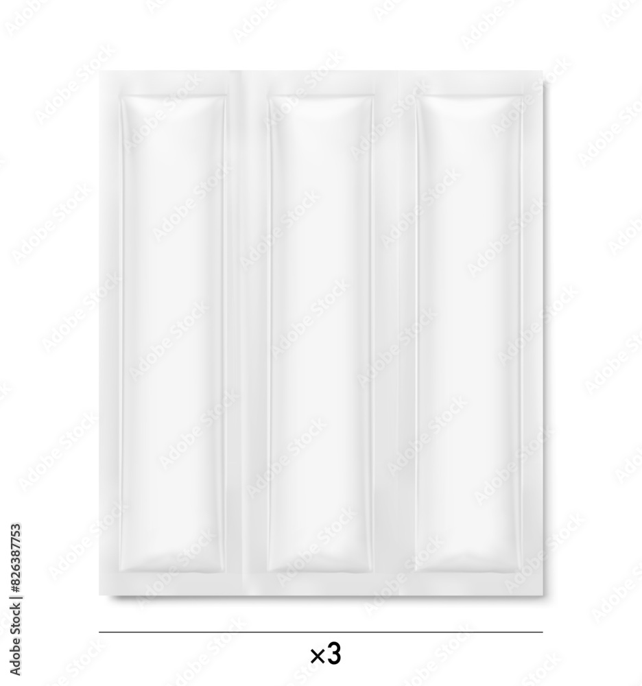 Sachet bag strip mockup. Vector illustration isolated on white background. Flat lay view. Can be use for template your design, presentation, promo, ad. EPS10. Sachet bag strip mockup. Vector illustration isolated on white background. Flat lay view. Can be use for template your design, presentation, promo, ad. EPS10.