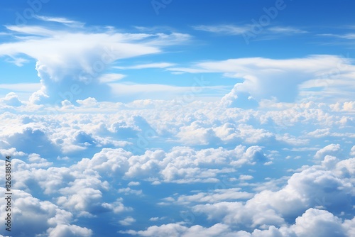 Blue sky background with tiny clouds. Cumulus white clouds. 3d illustration © Creative
