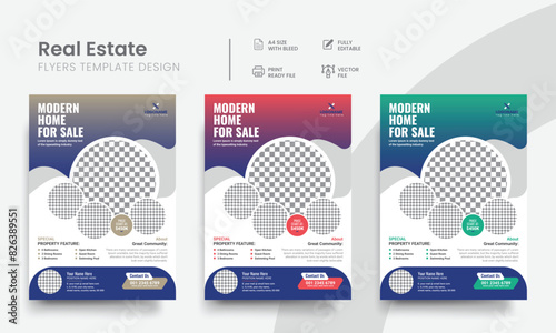 Functional real estate flyer template for realtor or broker agency residential, rental & commercial home sale announcement leaflet. Vol - 27