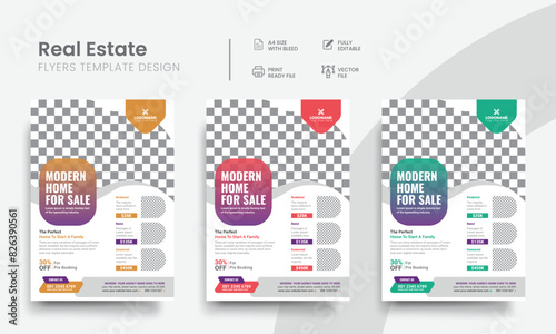 Functional real estate flyer template for realtor or broker agency residential, rental & commercial home sale announcement leaflet. Vol - 29