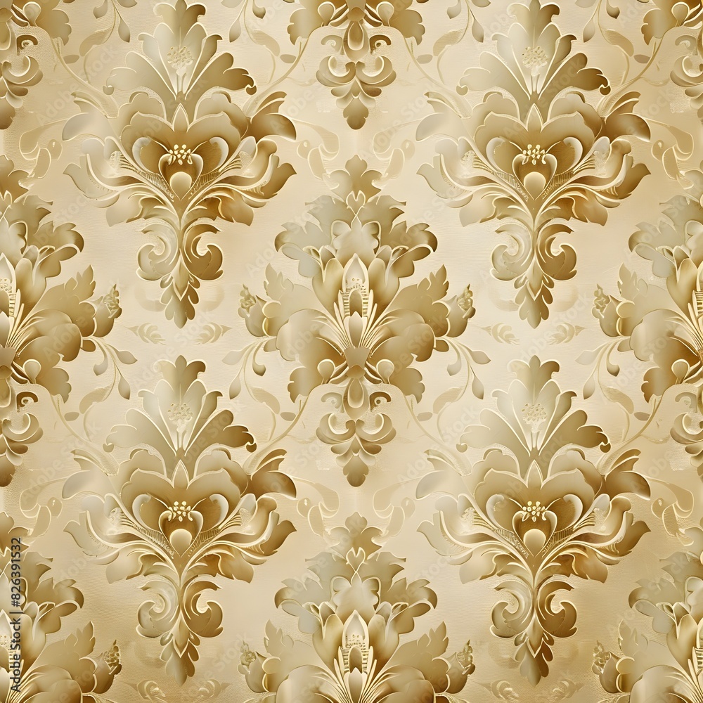Luxurious Floral Damask Wallpaper in Soft Opulent Gold Tone Backdrop for Elegant and Regal Concept Luxurious Floral Damask Wallpaper in Soft Opulent Gold Tone Backdrop for Elegant and Regal Concept
