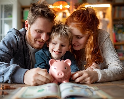 Devoted Parents Teach Their Children Financial Discipline and the Value of Saving Through Engaging with a Piggy Bank at Home Promoting a Lifelong