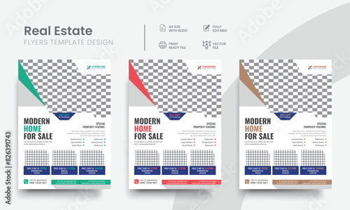 Functional real estate flyer template for realtor or broker agency residential, rental & commercial home sale announcement leaflet. Vol - 30