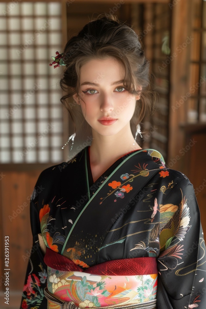 Portrait of a young woman in a kimono Portrait of a young woman in a kimono