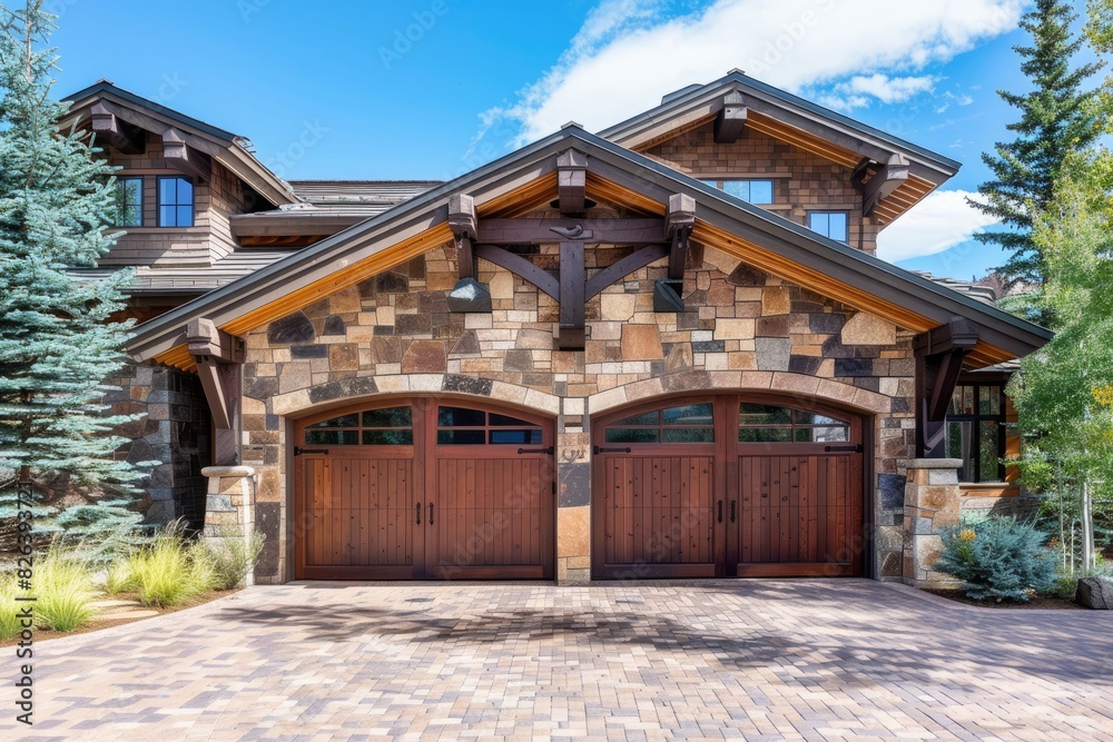 Garage door with a driveway in front. Garage door with a driveway in front.