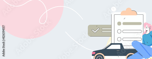 Buy insurance for car flat character vector concept operation illustration
