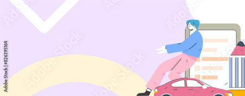 Buy insurance for car flat character vector concept operation illustration
