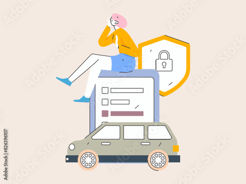 Buy insurance for car flat character vector concept operation illustration
