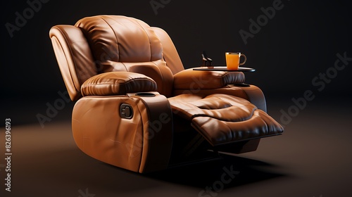 A cozy, oversized recliner with a footrest and cup holder and a soft material photo