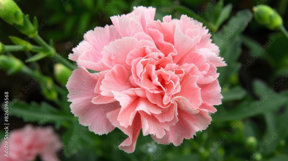 Blooming pink carnation flower close-up Blooming pink carnation flower close-up
