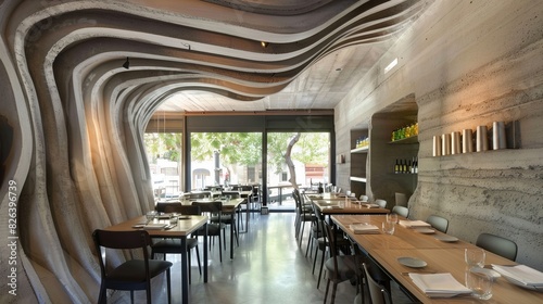 Modern Organic Design of a Wave-like Restaurant Interior in Madrid